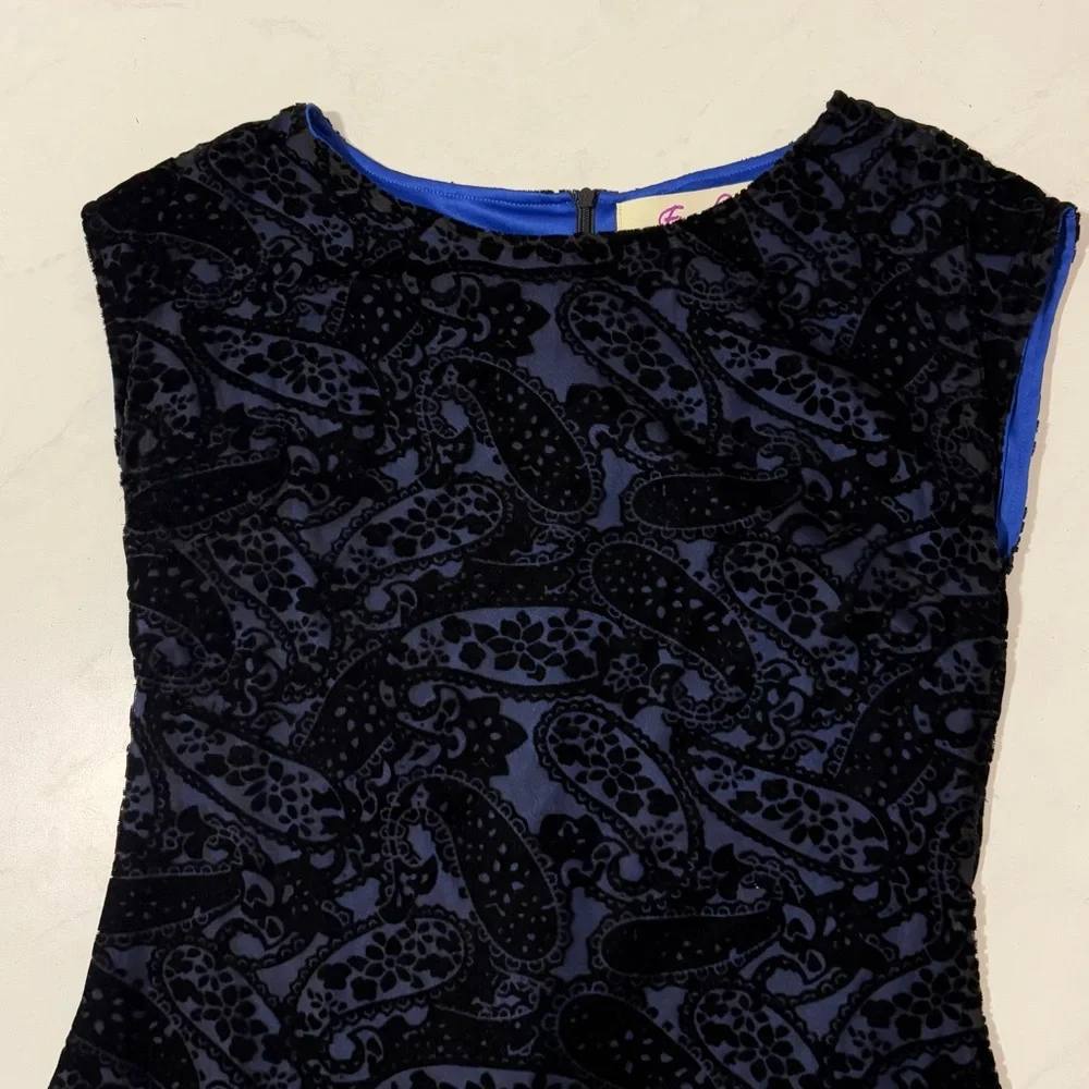 Emmelee Black Blue Velvet Burnout Mini Dress Size Medium Whimsigoth Fairy Grunge